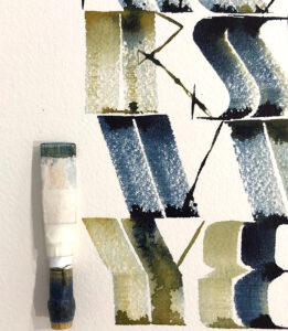 Oboe reed calligraphy by Gemma Black- close up of reed